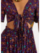 Border Hem Detail Tie Front Purple Floral Summer Dress